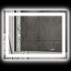 Dimmable Bathroom Mirror with Lights, 35" x 28" Backlit/Front Lit LED Mirror, Anti-Fog, Memory, Infinite Color Temp