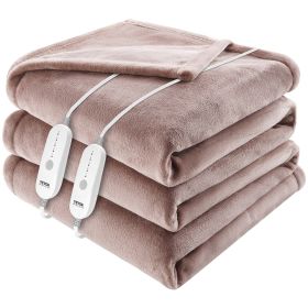 Heated Blanket Electric Throw, 84" x 90" Queen Size, Soft Flannel Heating Blanket with 10 Hours Timer Auto-off & 5 Heating Levels, Dual Control