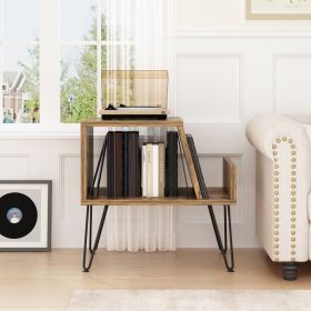 Record Player Stand, Turntable Stand with Storage, Album Storage Cabinet for Bedroom Living Room Office, Music room, Brown