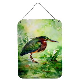 NEW Green Heron Wall or Door Hanging Prints Aluminum Metal Sign Kitchen Wall Bar Bathroom Plaque Home Decor Front Door Plaque, 12x16, Multicolor