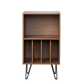 Record Player Stand, 3 Tiers Turntable Stand with Record Storage, Vinyl Record Storage Cabinet with Metal Legs for Bedroom, Living Room, Brown