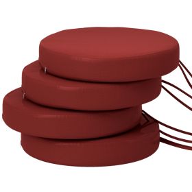 Patio Chair Cushions Set Of 4 Round Seat Cushions For Dining Bistro Chairs Machine Washable, 15 X 15 X 3, Wine Red (Option: Wine Red)